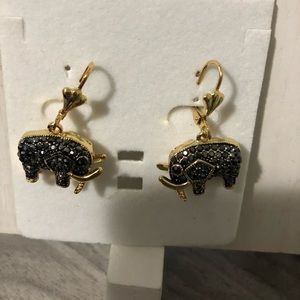 Gold Tone Elephant Earrings